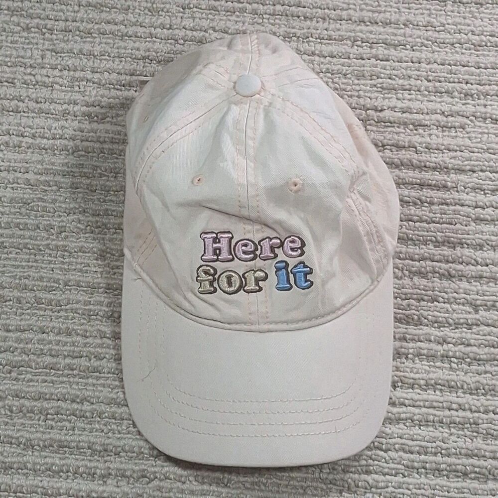 home free here for it baseball cap hat light pink embroidered dad strapback